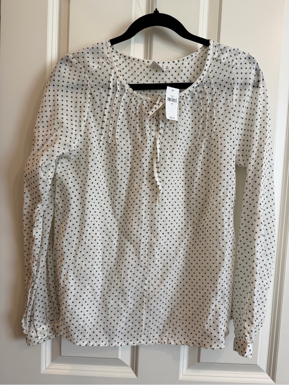 Gap lightweight white star printed long sleeve blouse, new with tags.